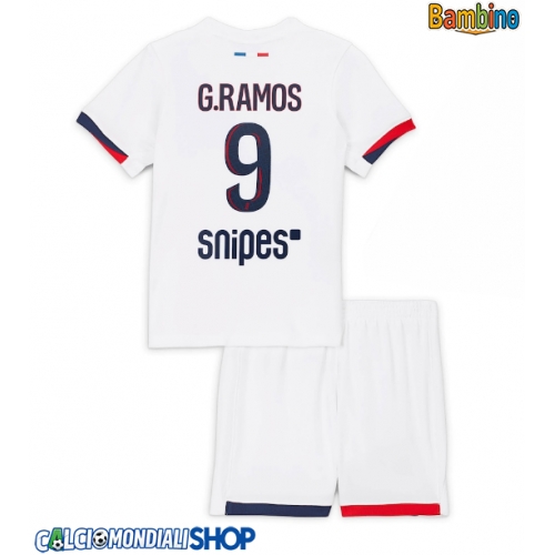 Maglie da calcio Paris Saint-Germain Goncalo Ramos #9 Seconda Maglia Bambino 2025-26 Manica Corta + Pantaloni corti)